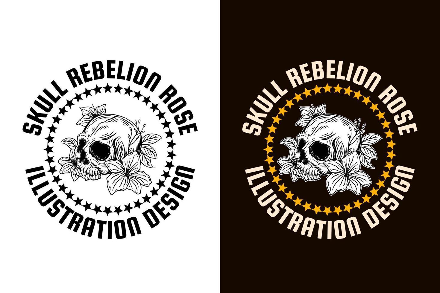 Skull Head With Rose Dark Art vector