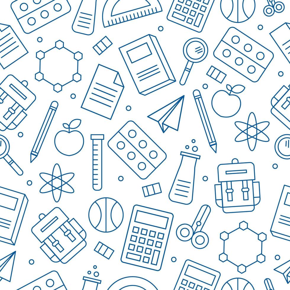 Back to School Seamless Outline Pattern vector