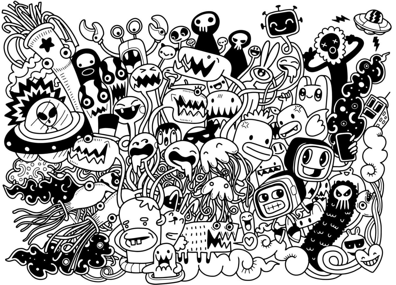 Cute  Monsters group ,Set of funny cute monsters, aliens or fant vector