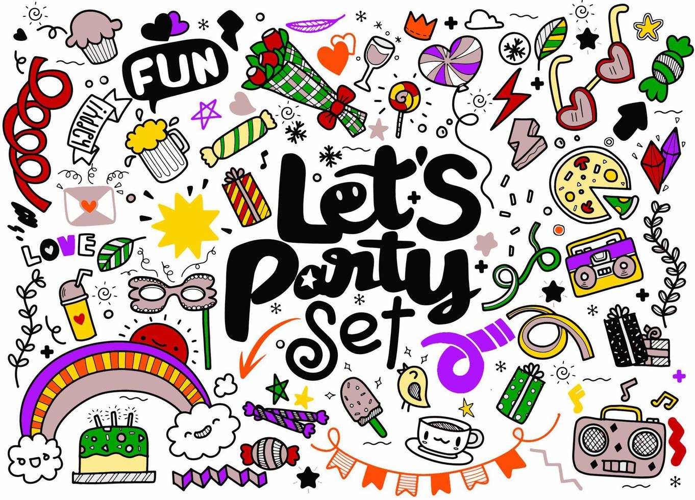 Let Party Festive Christmas clipart elements collection vector