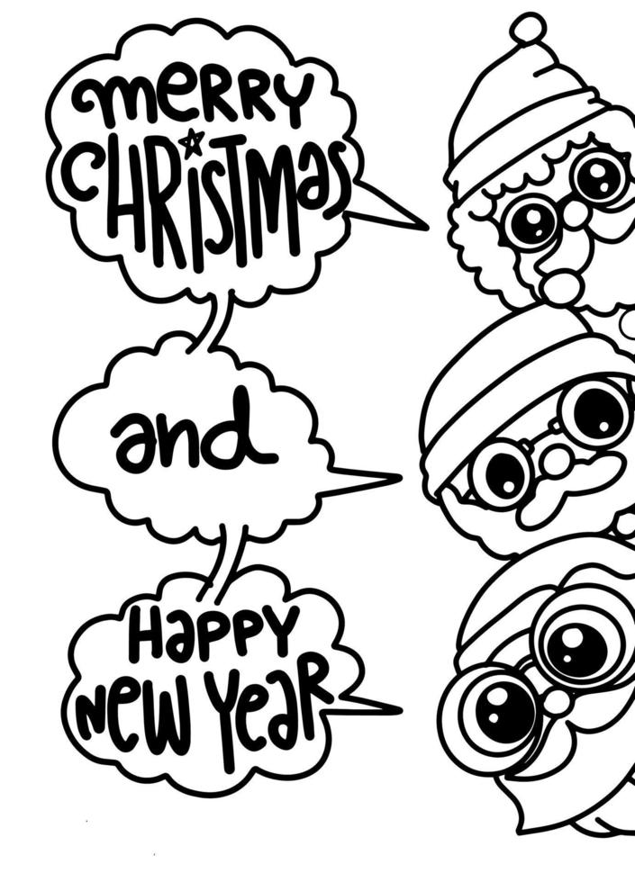 colección de elementos navideños dibujados a mano, año nuevo festivo, doodle divertido dibujado a mano, página para colorear. vector