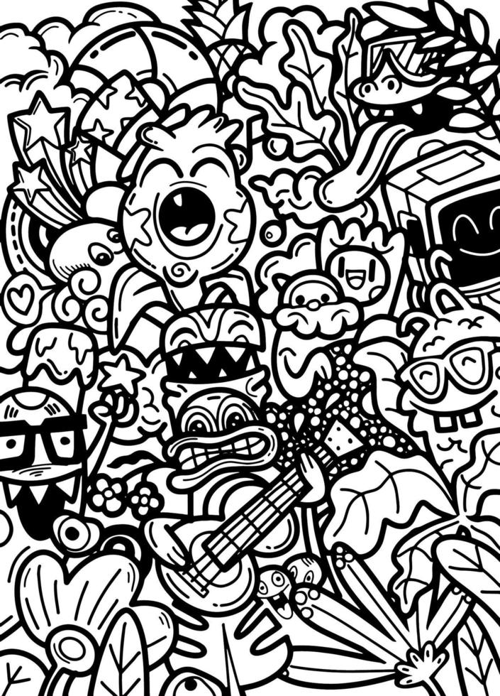 vector doodle monsters hand drawn