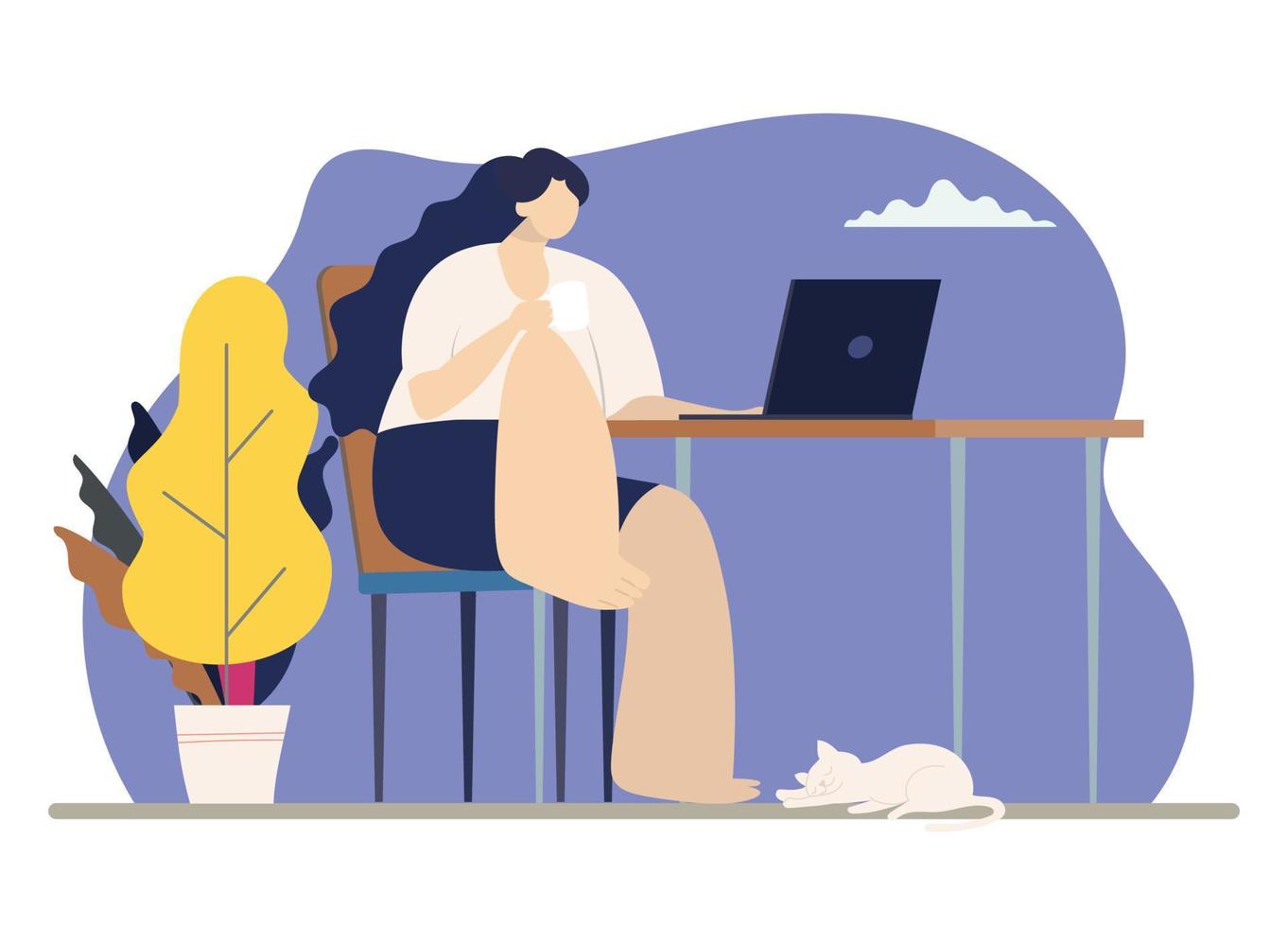 Working from home, The people working at home to prevent from spread of coronavirus vector