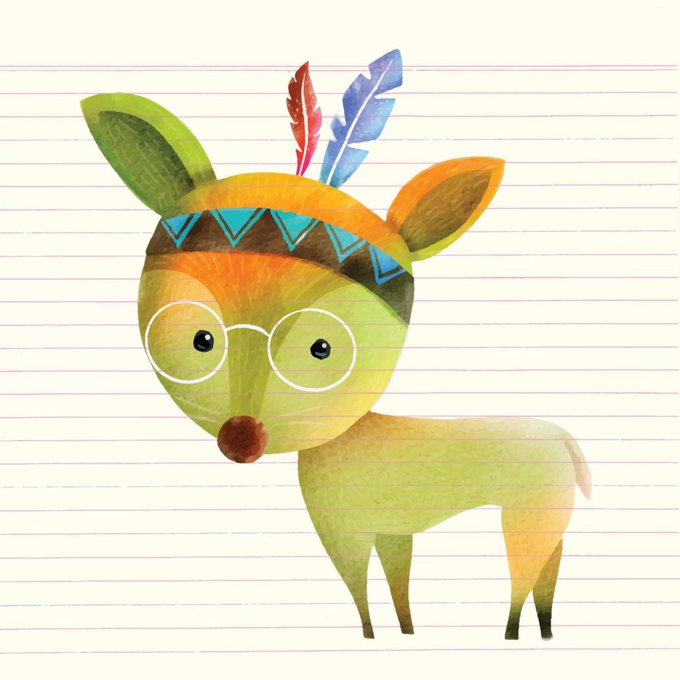 Watercolor Cute Cartoon Deer clipart vector