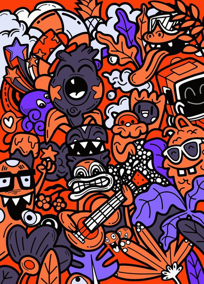 vector doodle monstruos dibujados a mano