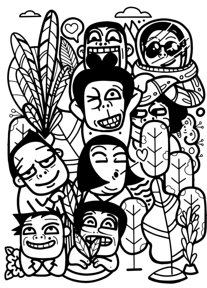 multitud divertida. personas abstractas con diferentes intereses. vector