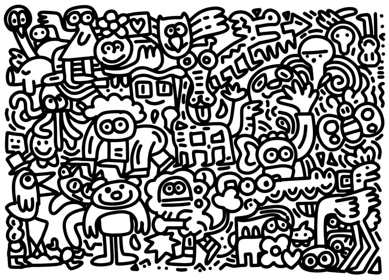 Wild  Life Doodle Icons Hand Made , Vector Illustration