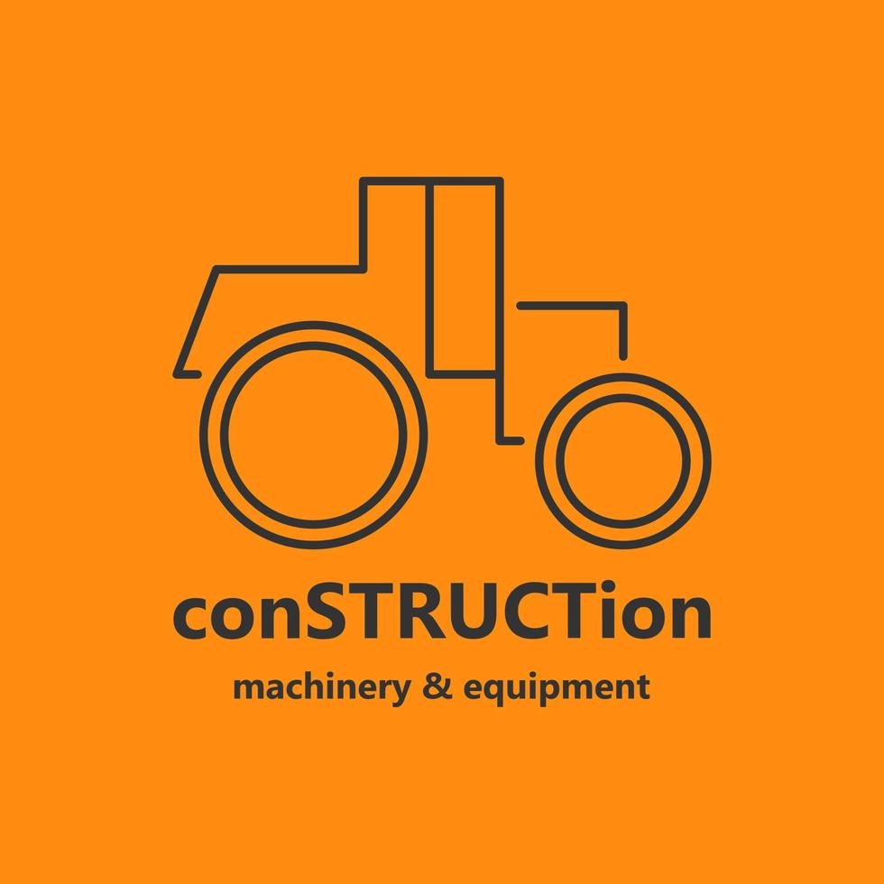 Construction machinery rental and work line icon vector