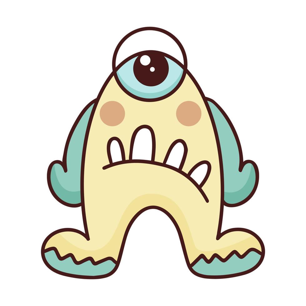 Sad monster cyclops isolated vector illustration
