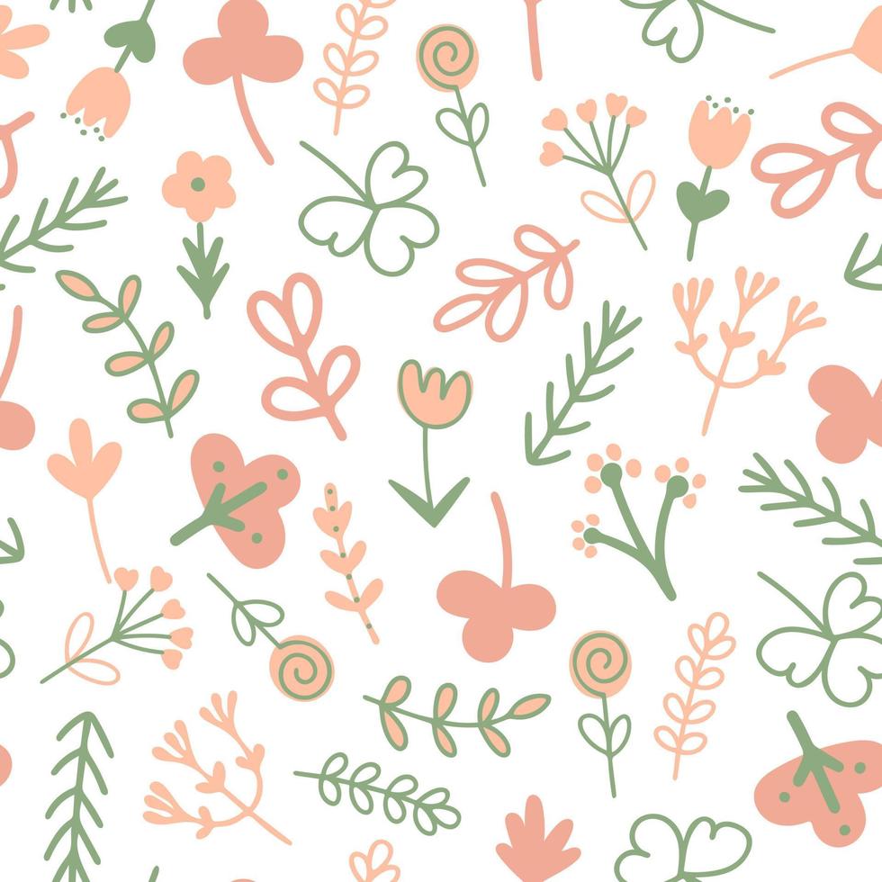 Floral leafy summer seamless pattern vector