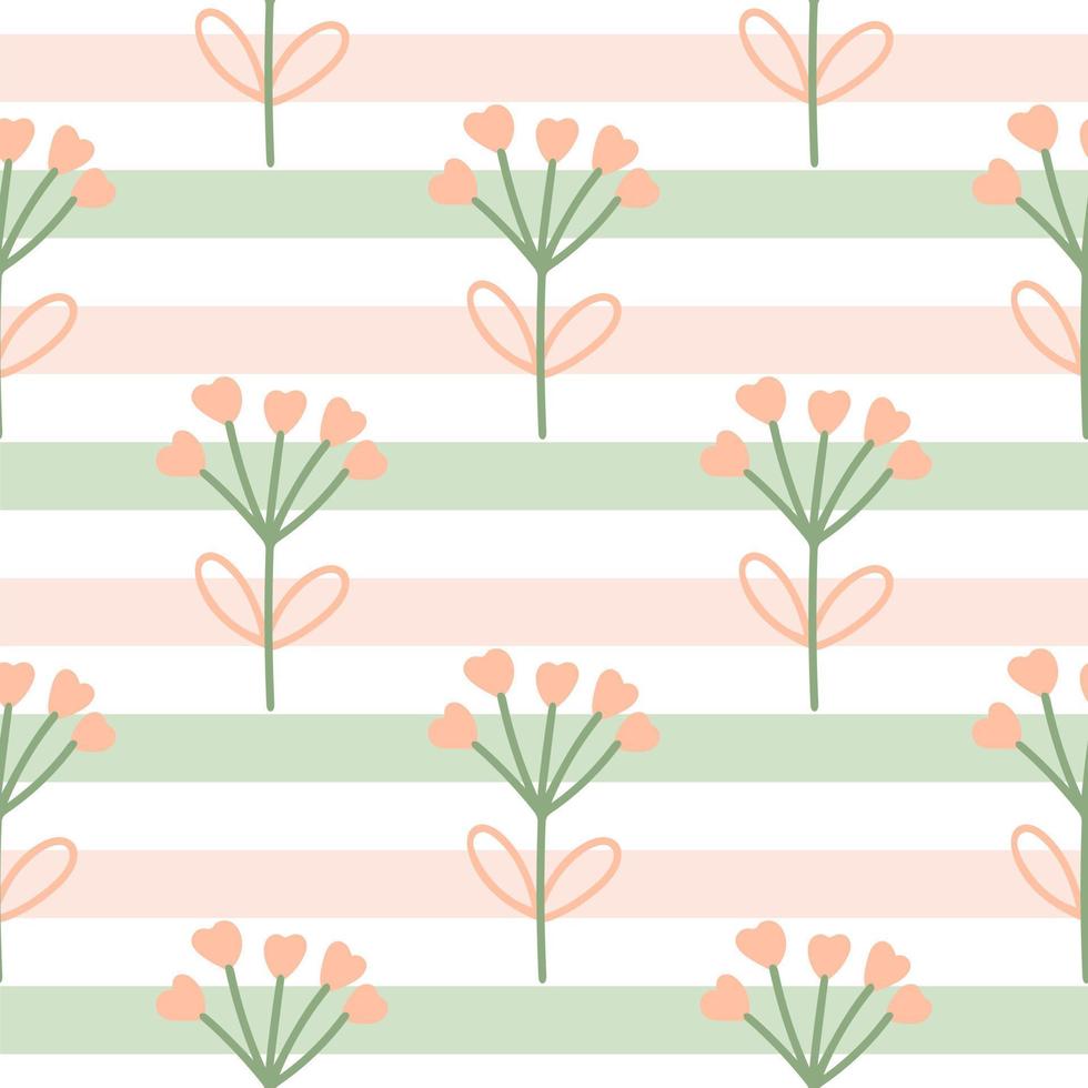 Floral summer seamless pattern with stripes vector