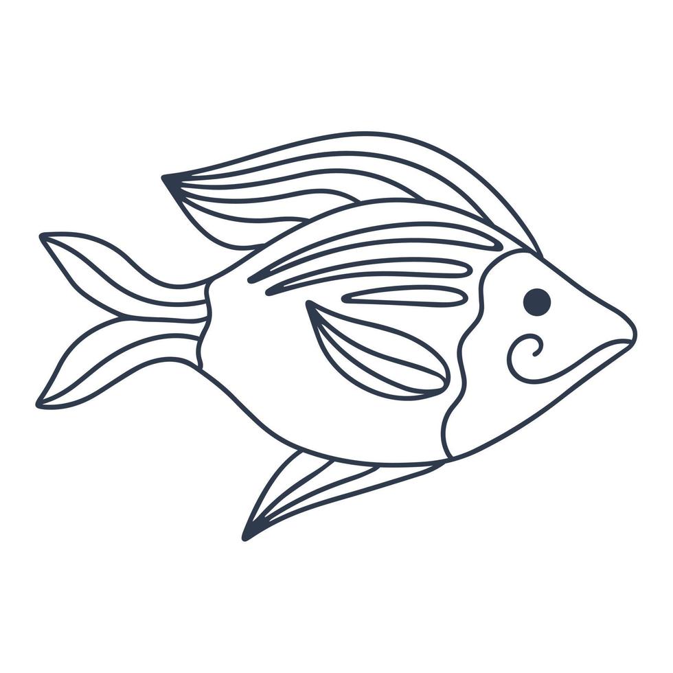 Sea fish baby character isolated vector illustration