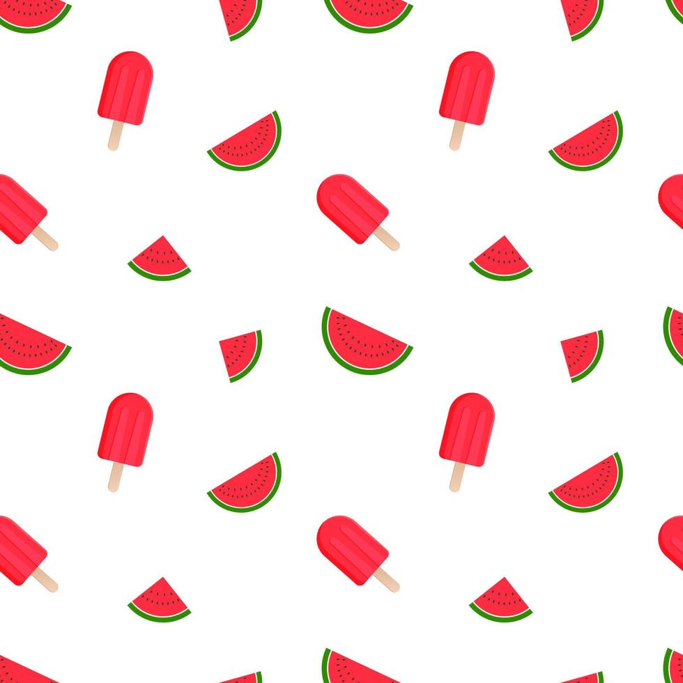 watermelon and popsicle seamless repeat pattern, summer time seamless repeat pattern for packaging, backgrounds, textile. vector