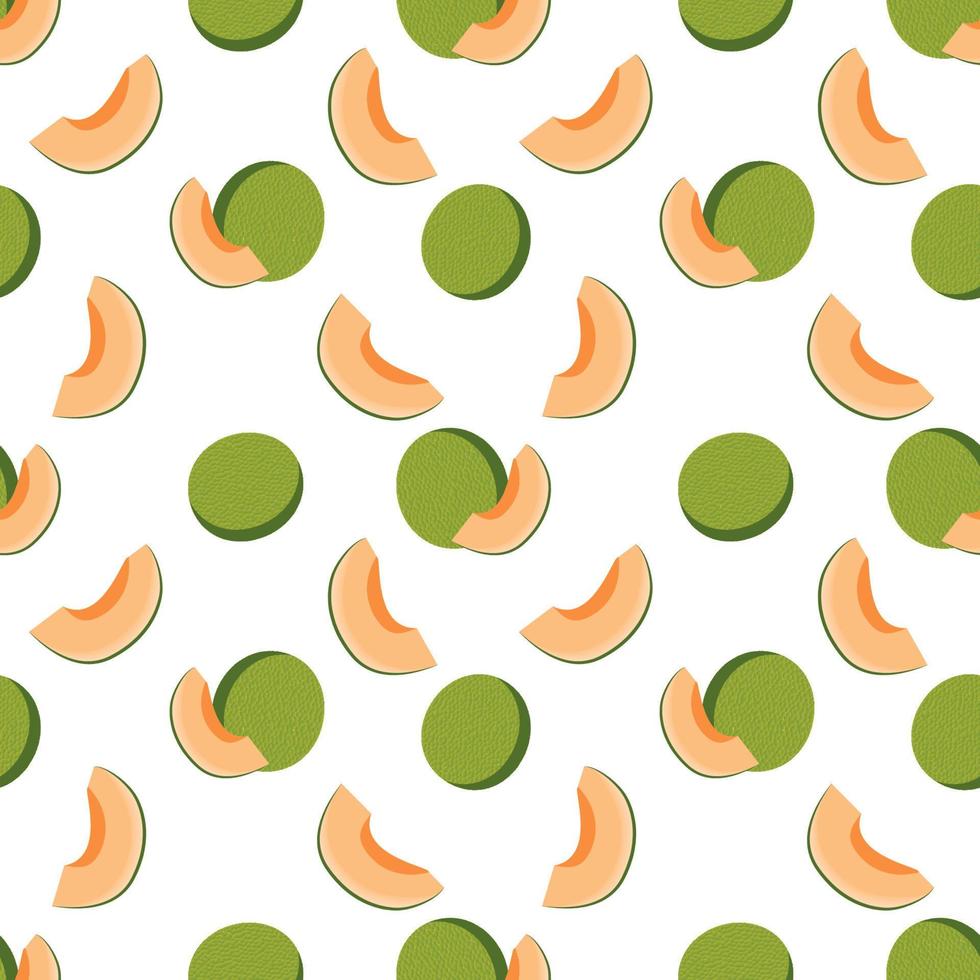 melon seamless pattern, Fruity repeat pattern on transparent background. vector