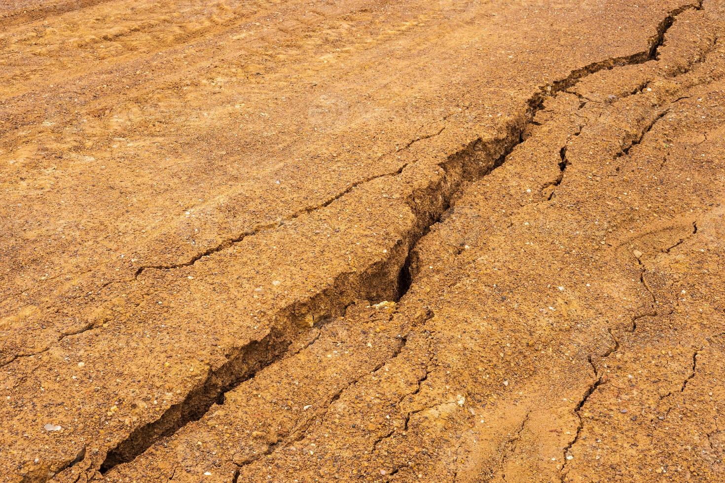 Background gravel surface which is water erosion, cracking and erosion. photo