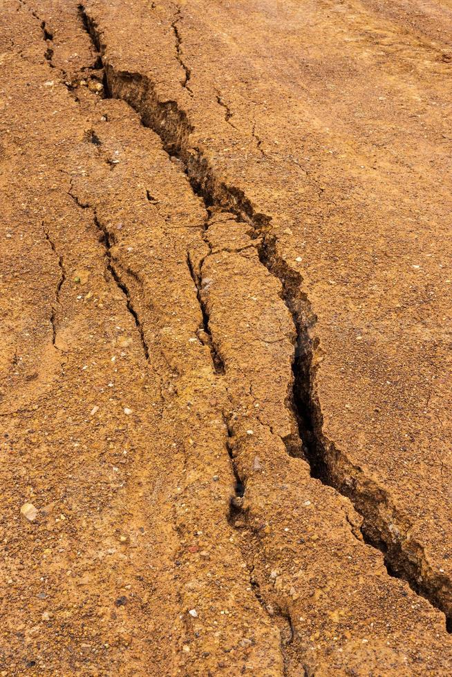 Background gravel surface which is water erosion, cracking and erosion. photo