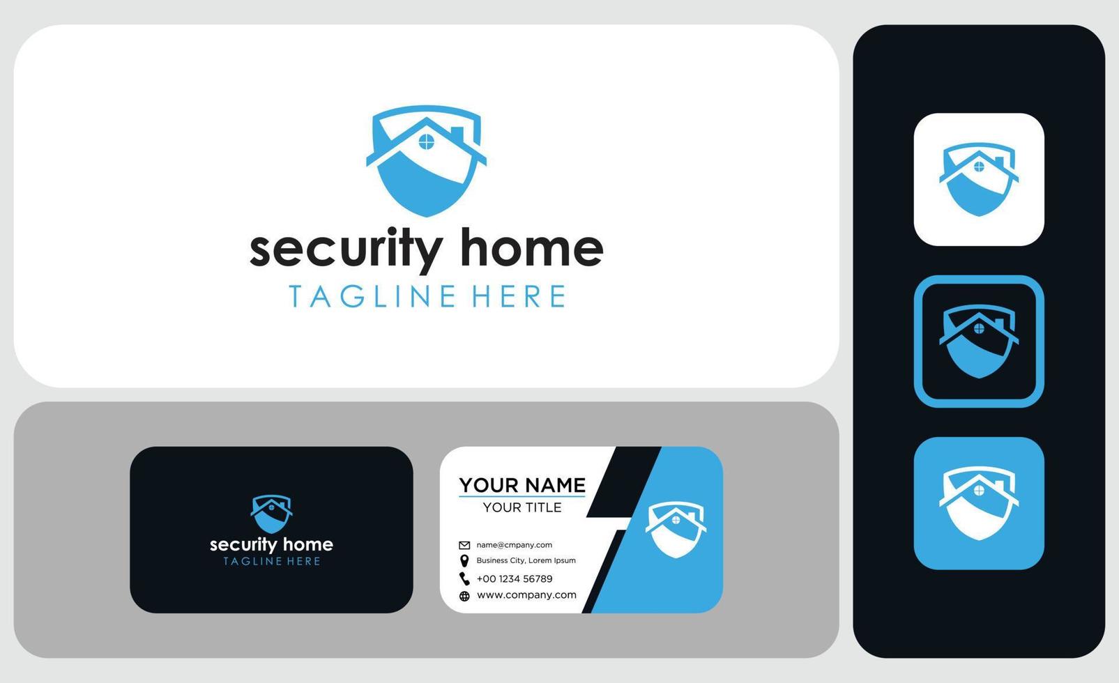 bundle logo and business card house and shield design vector