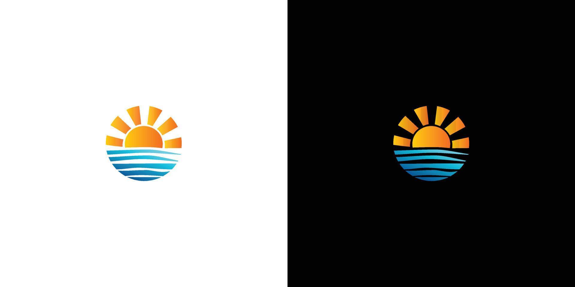 Elegant and beautiful beach scenery illustration logo vector
