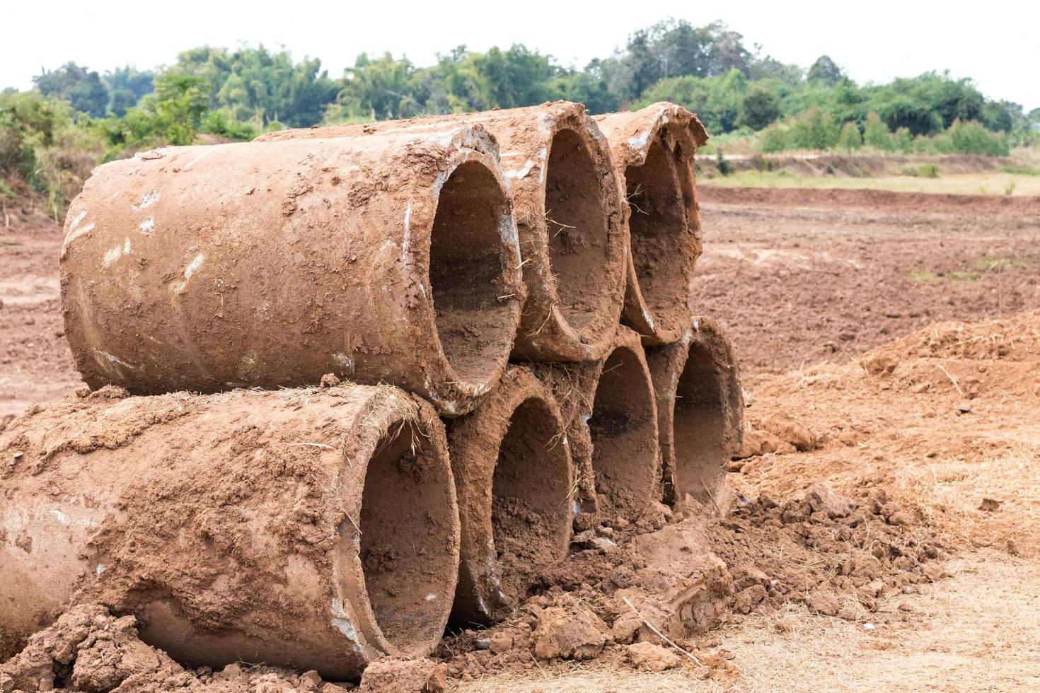 Concrete pipe mud. photo