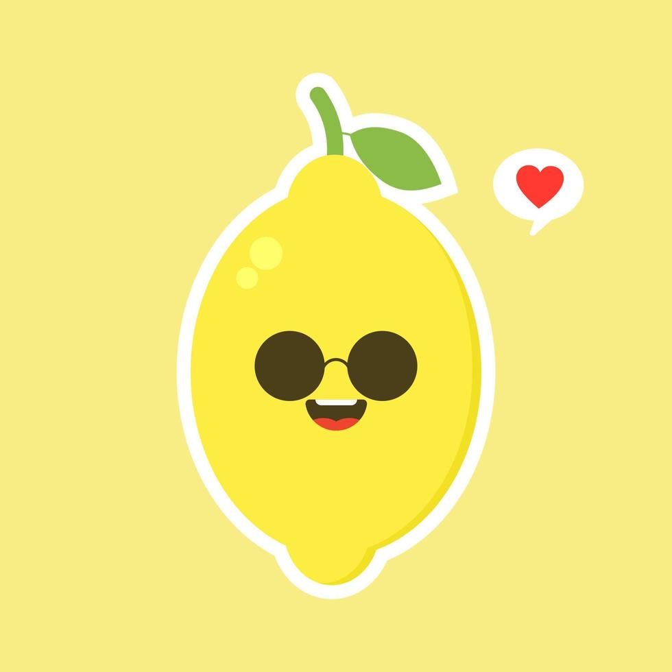 funny and kawaii lemon characters happy expressions. Cartoon vector illustration isolated on color background. Funny lemon characters, mascots, emoticons.