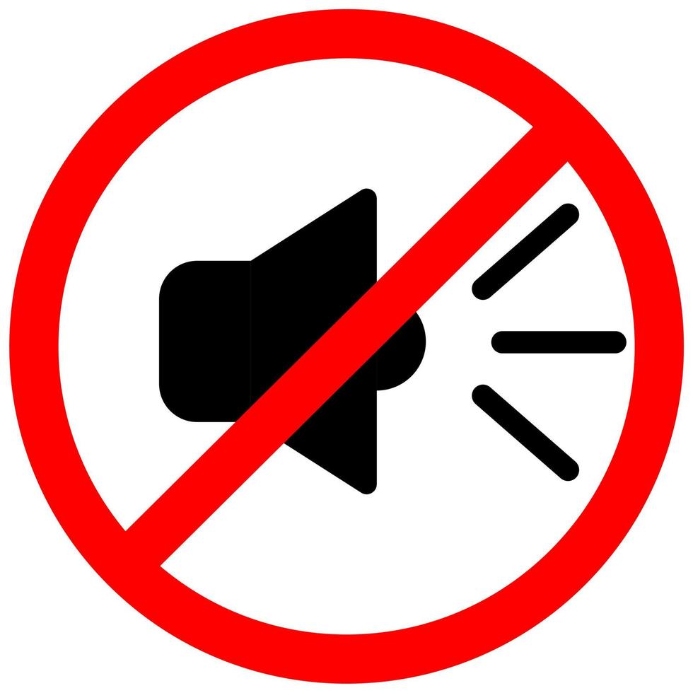 No sound or music icon. Isolated mute and warning illustration. Keep silence  with forbidden and prohibited red sign. 7552055 Vector Art at Vecteezy