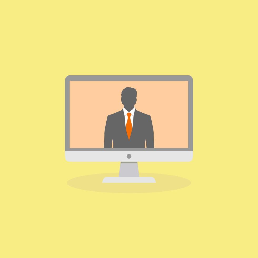 a man inside pc monitor in flat design vector illustration