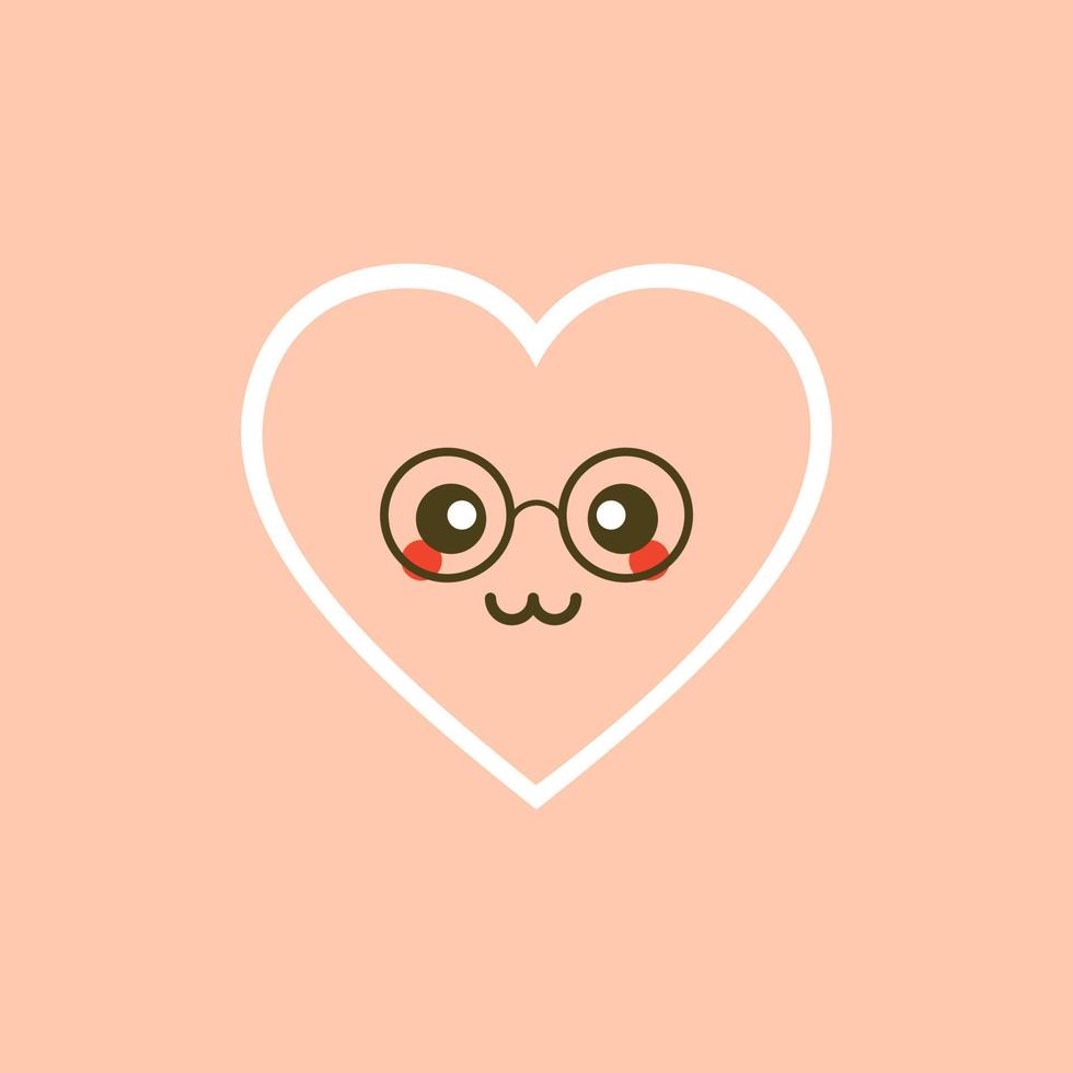 Cute set of holiday Valentines day funny cartoon character of emoji hearts. Vector illustration of cute and kawaii heart. Art design for Valentine's Day greetings and card, web, banner, love symbol