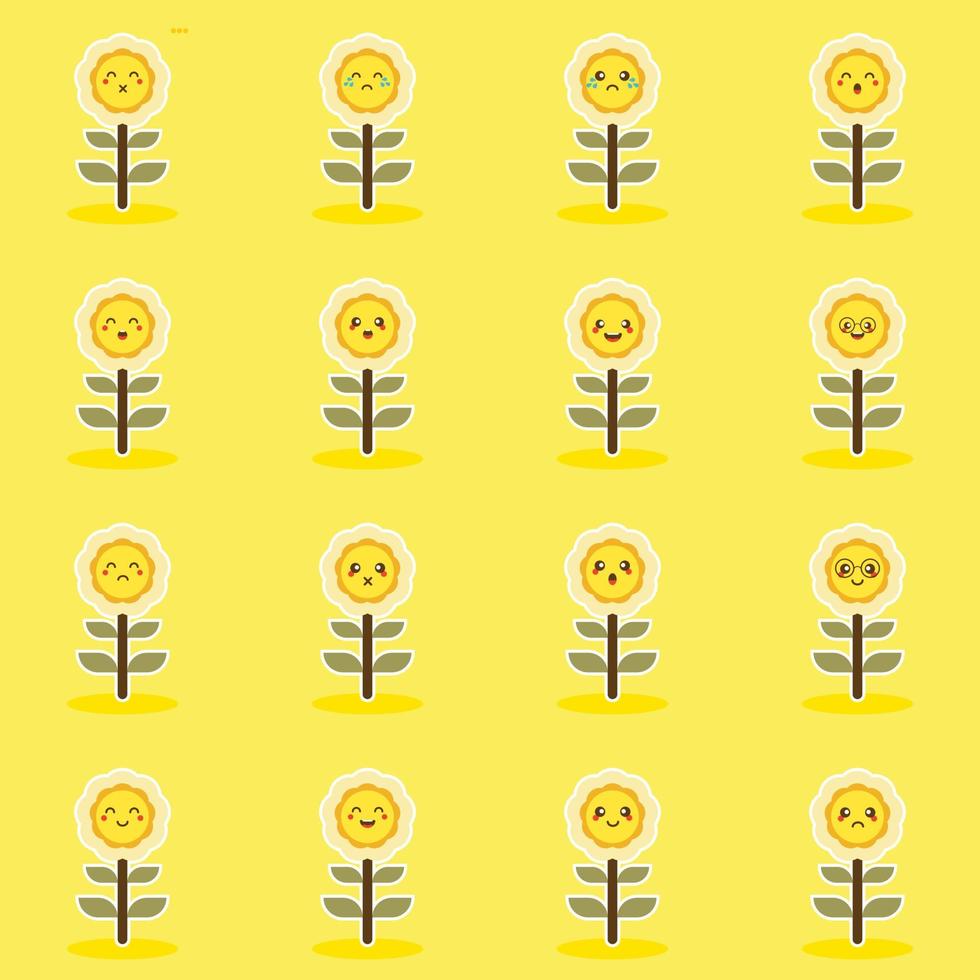 sun flower set flat style vector illustration. Collection of difference emoticon icon of sunflower on the white background vector illustration. editable orange icons for web and mobile.