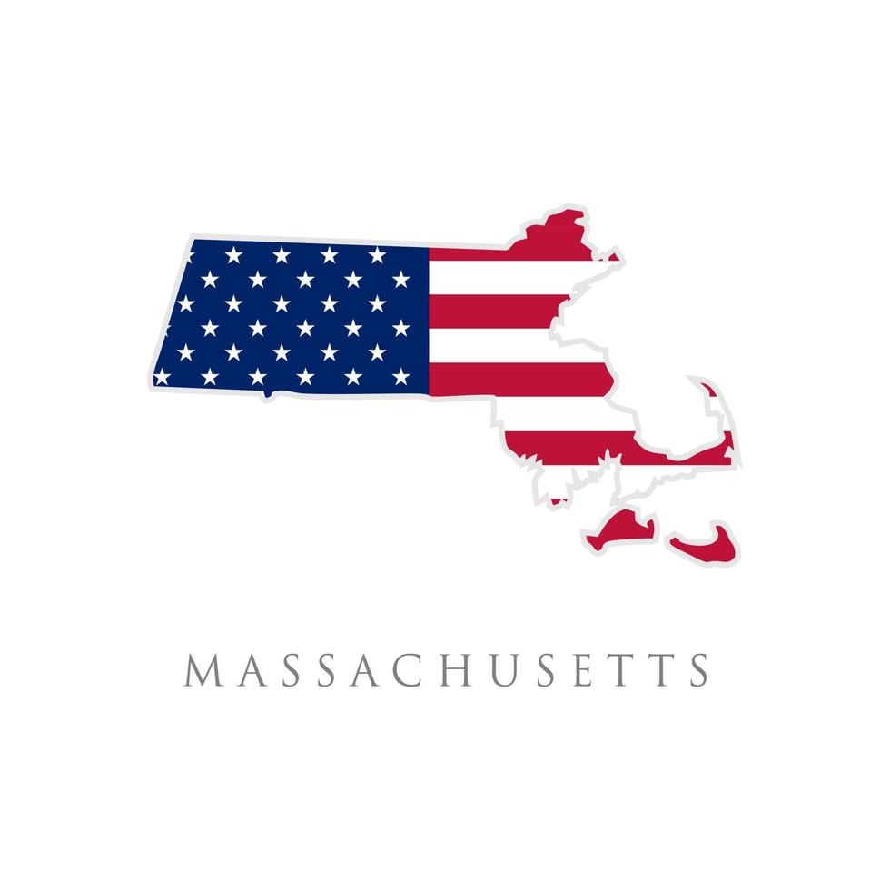 forma del mapa del estado de massachusetts con bandera americana. ilustración vectorial se puede usar para el día de la independencia de los estados unidos de américa, el nacionalismo y la ilustración del patriotismo. diseño de la bandera de estados unidos vector