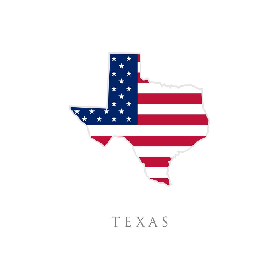 forma del mapa del estado de texas con bandera americana. ilustración vectorial se puede usar para el día de la independencia de los estados unidos de américa, el nacionalismo y la ilustración del patriotismo. diseño de la bandera de estados unidos vector