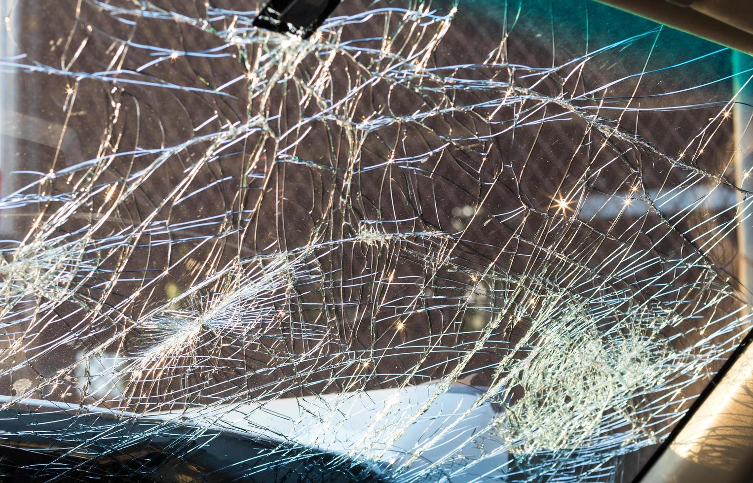 Inside windshield cracks. photo