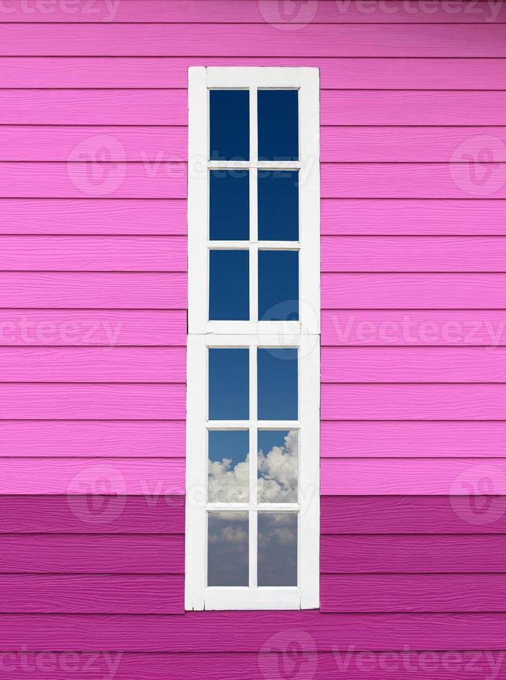 White window frame in shera violet. photo