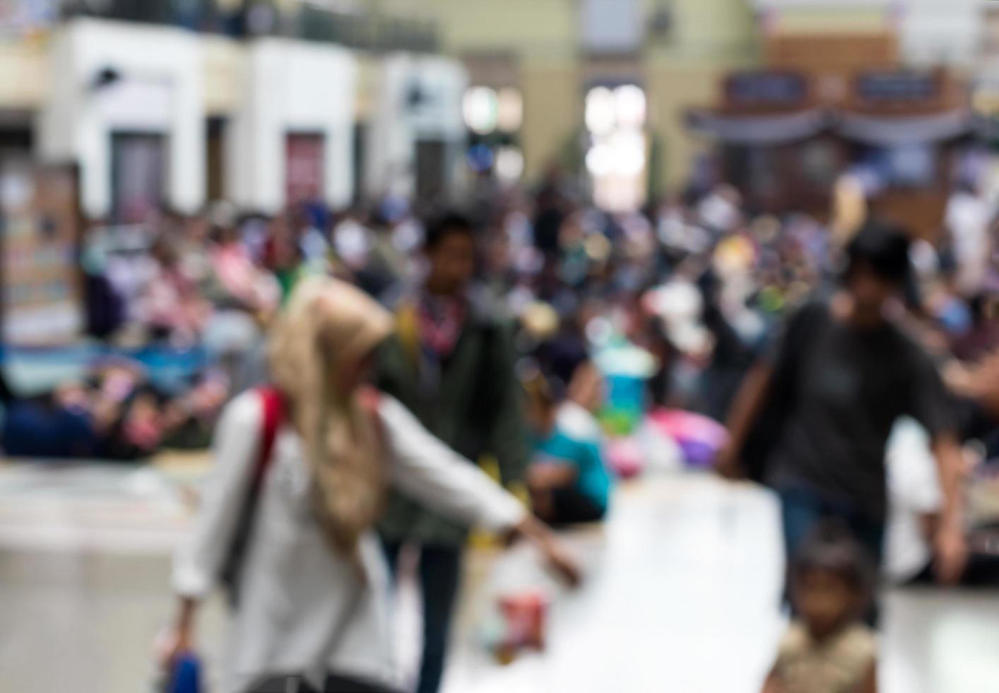 Blur the crowd waiting for the train station. photo
