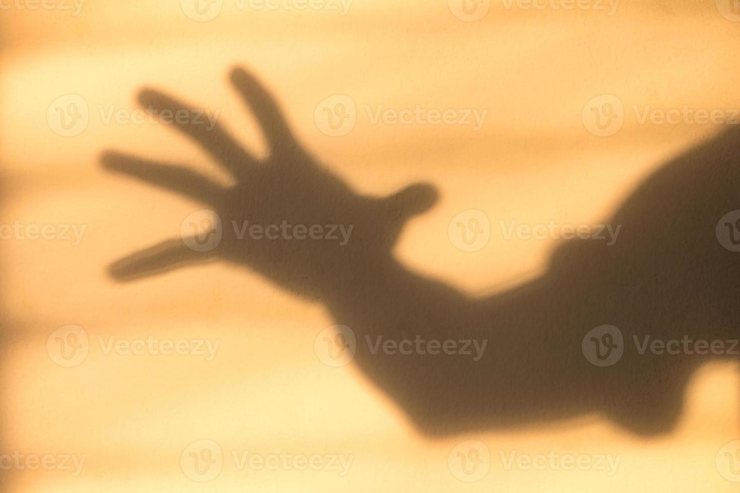 Abstract hand shadow on the wall. photo