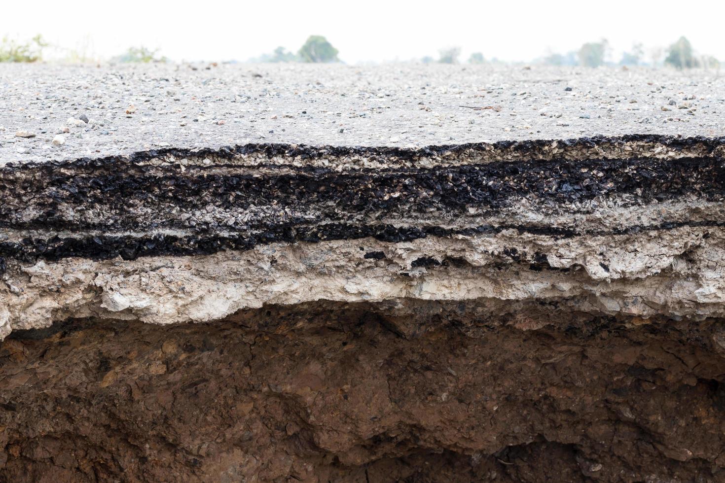 Soil erosion under the road. photo