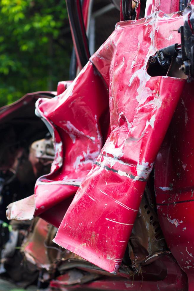 Old red door car was demolished. photo