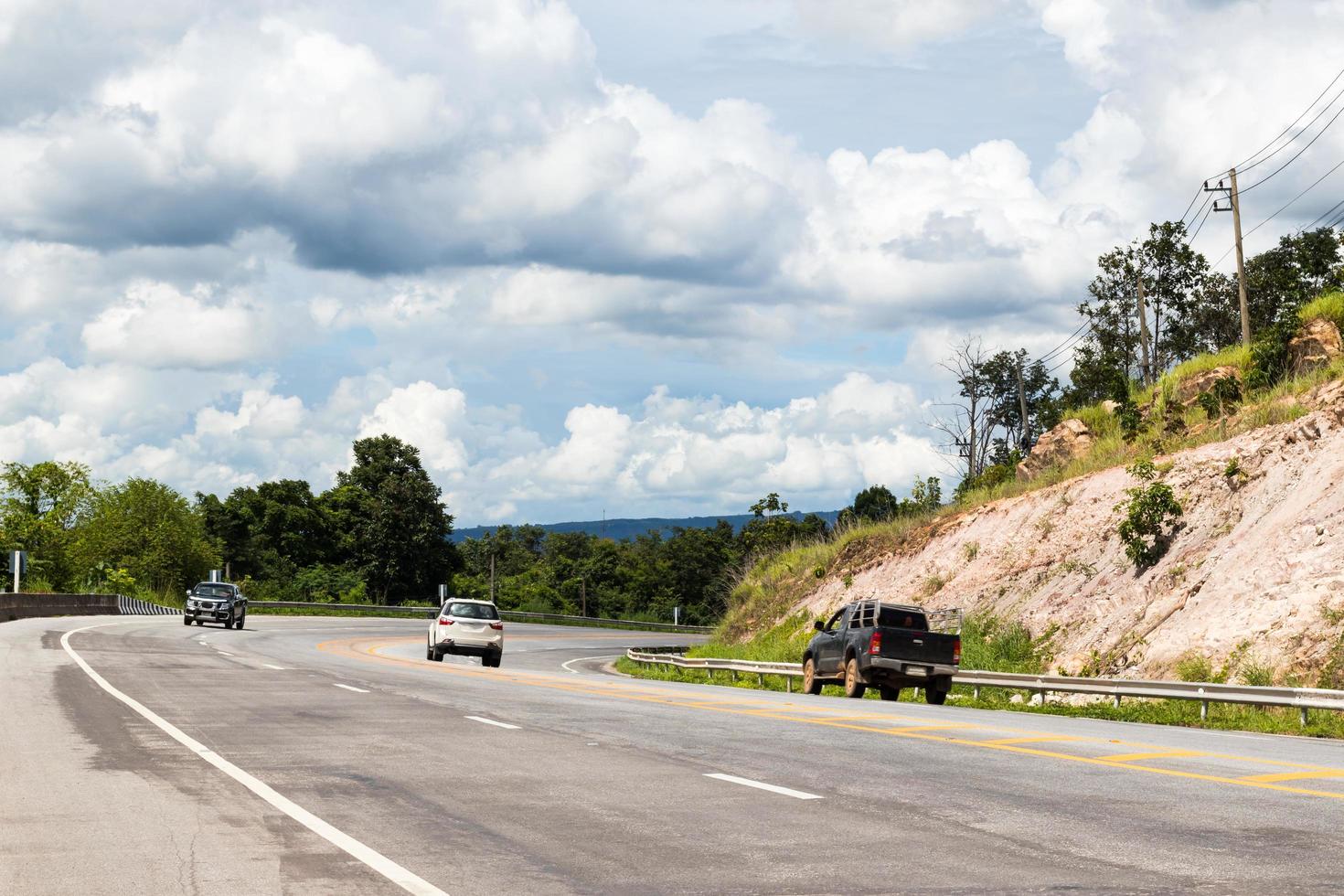 Cars with rock cliffs. photo