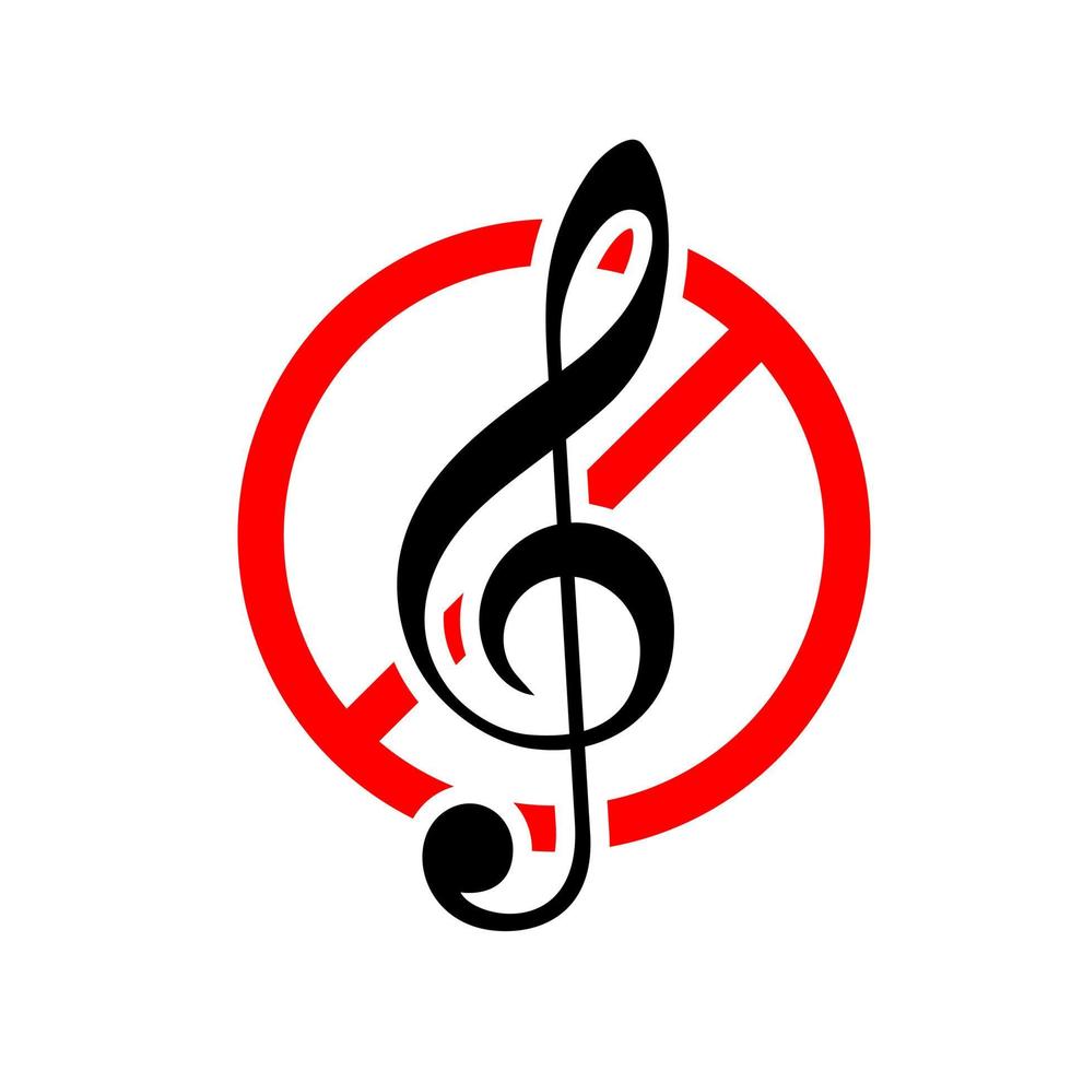 sin icono de sonido o música. ilustración aislada de silencio y advertencia. guardar silencio con el signo rojo prohibido y prohibido. vector