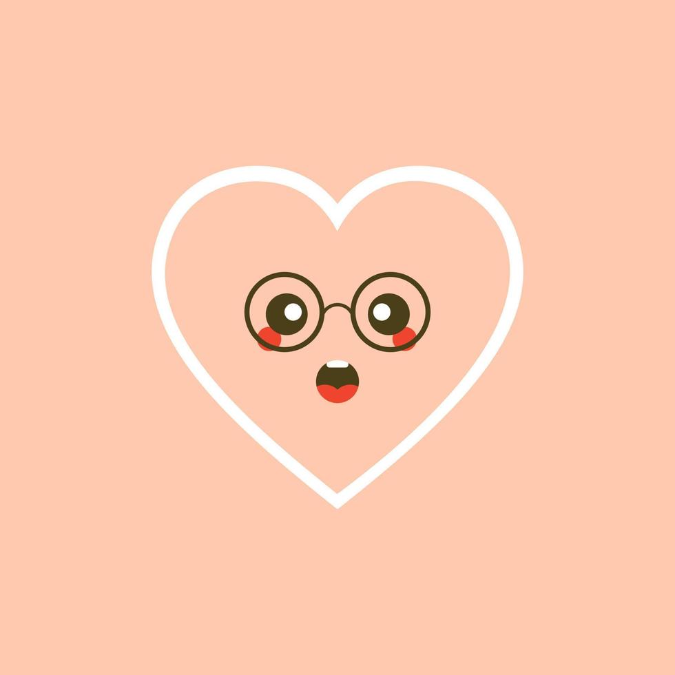 Cute set of holiday Valentines day funny cartoon character of emoji hearts. Vector illustration of cute and kawaii heart. Art design for Valentine's Day greetings and card, web, banner, love symbol