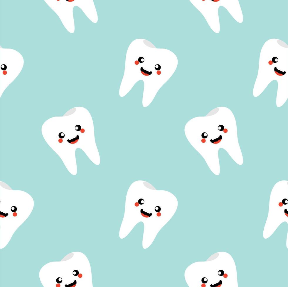teeth seamless pattern vector illustration. vector seamless pattern with funny teeth expression cartoon style. fabric design, textile, wrapping paper, background, cards