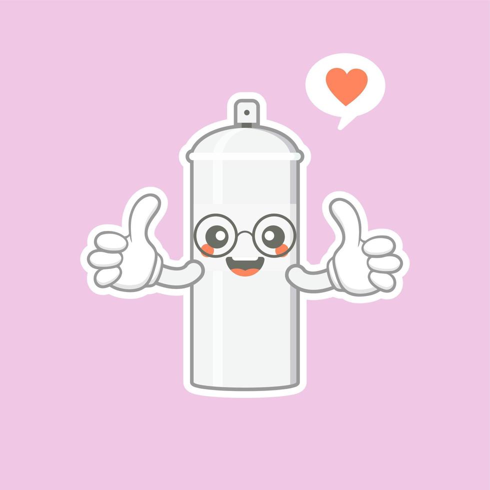 cute and kawaii spray paint cartoon character. spray paint character with happy expression in flat style. can use for mascot, emoji, emoticon, logo vector