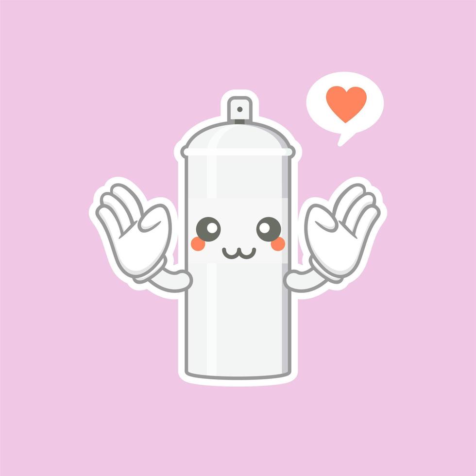 cute and kawaii spray paint cartoon character. spray paint character with happy expression in flat style. can use for mascot, emoji, emoticon, logo vector