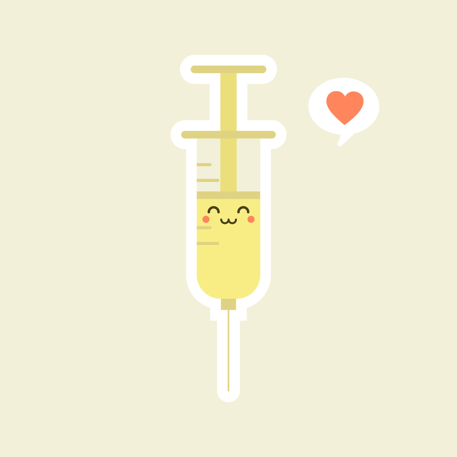 Cute and kawaii syringe. Vector flat cartoon character illustration
