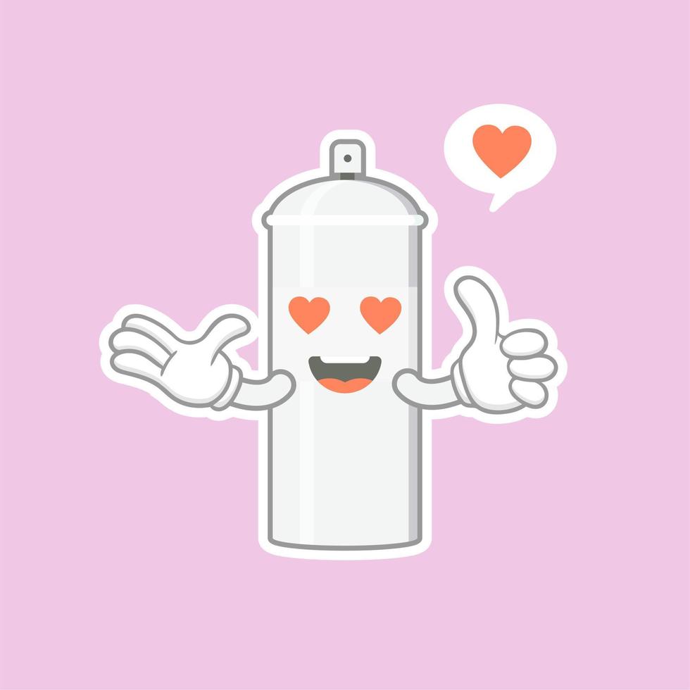 cute and kawaii spray paint cartoon character. spray paint character with happy expression in flat style. can use for mascot, emoji, emoticon, logo vector