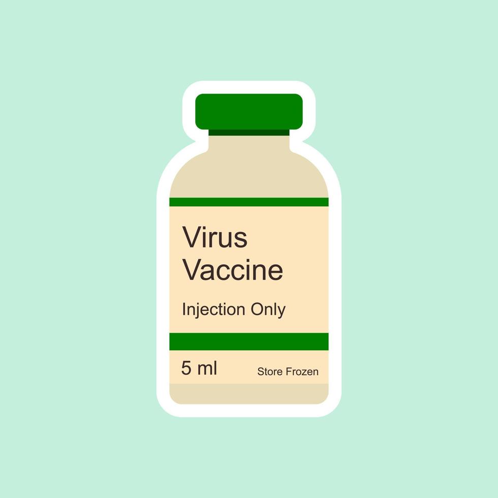 Bottles of corona vaccine, vector illustration in flat style. covid-19 or 2019-nCoV or coronavirus vaccine discovered. Trial experimental in laboratory. Medical concept for immunization protecton