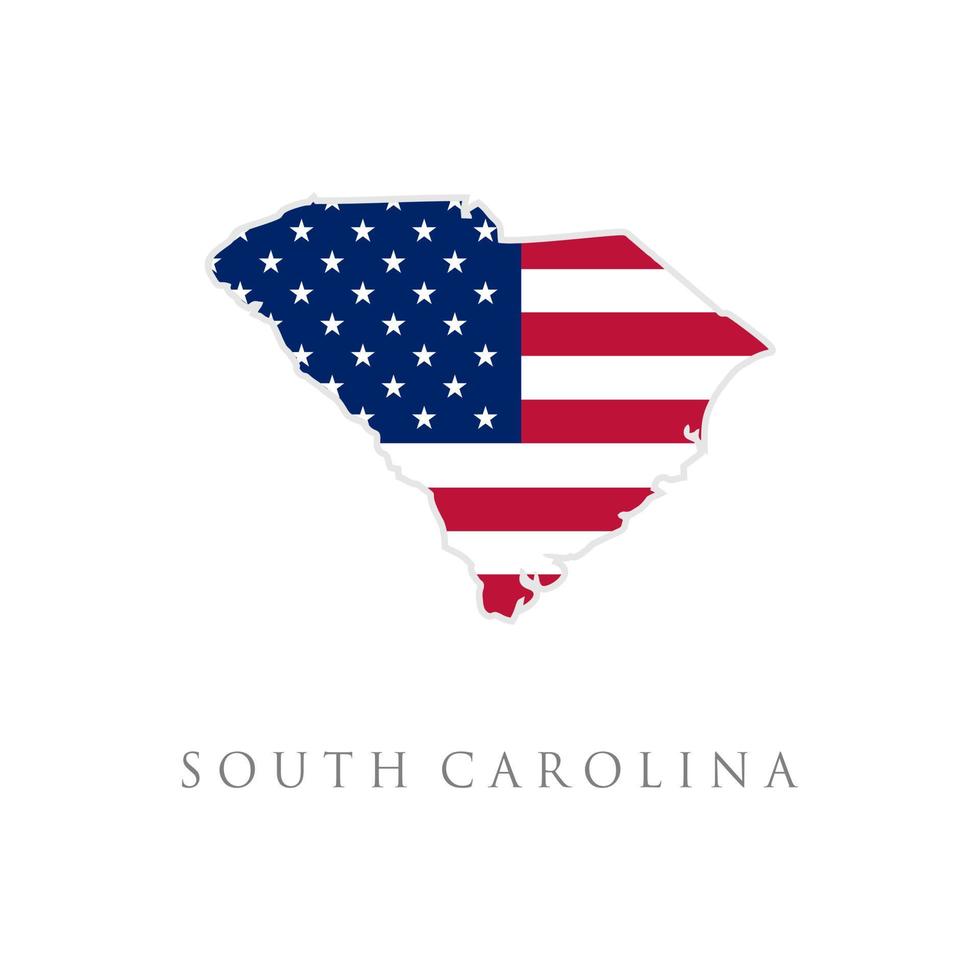 Shape of South Carolina state map with American flag. vector illustration. can use for united states of America indepenence day, nationalism, and patriotism illustration. USA flag design