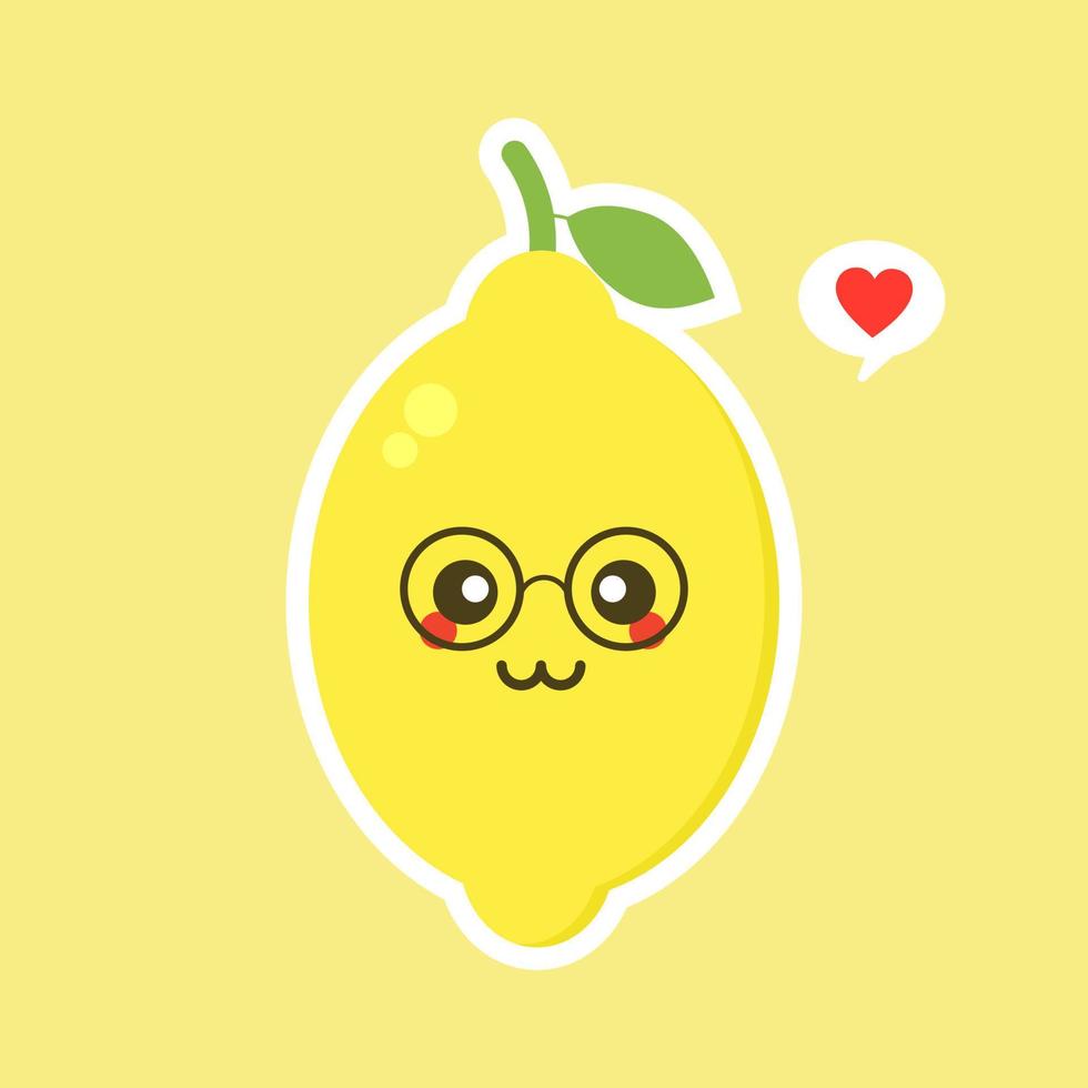 funny and kawaii lemon characters happy expressions. Cartoon vector illustration isolated on color background. Funny lemon characters, mascots, emoticons.