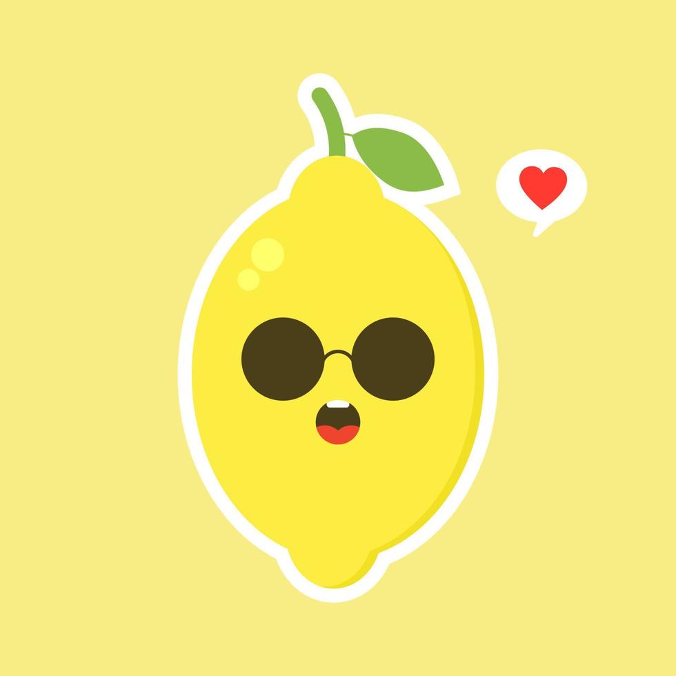 funny and kawaii lemon characters happy expressions. Cartoon vector illustration isolated on color background. Funny lemon characters, mascots, emoticons.