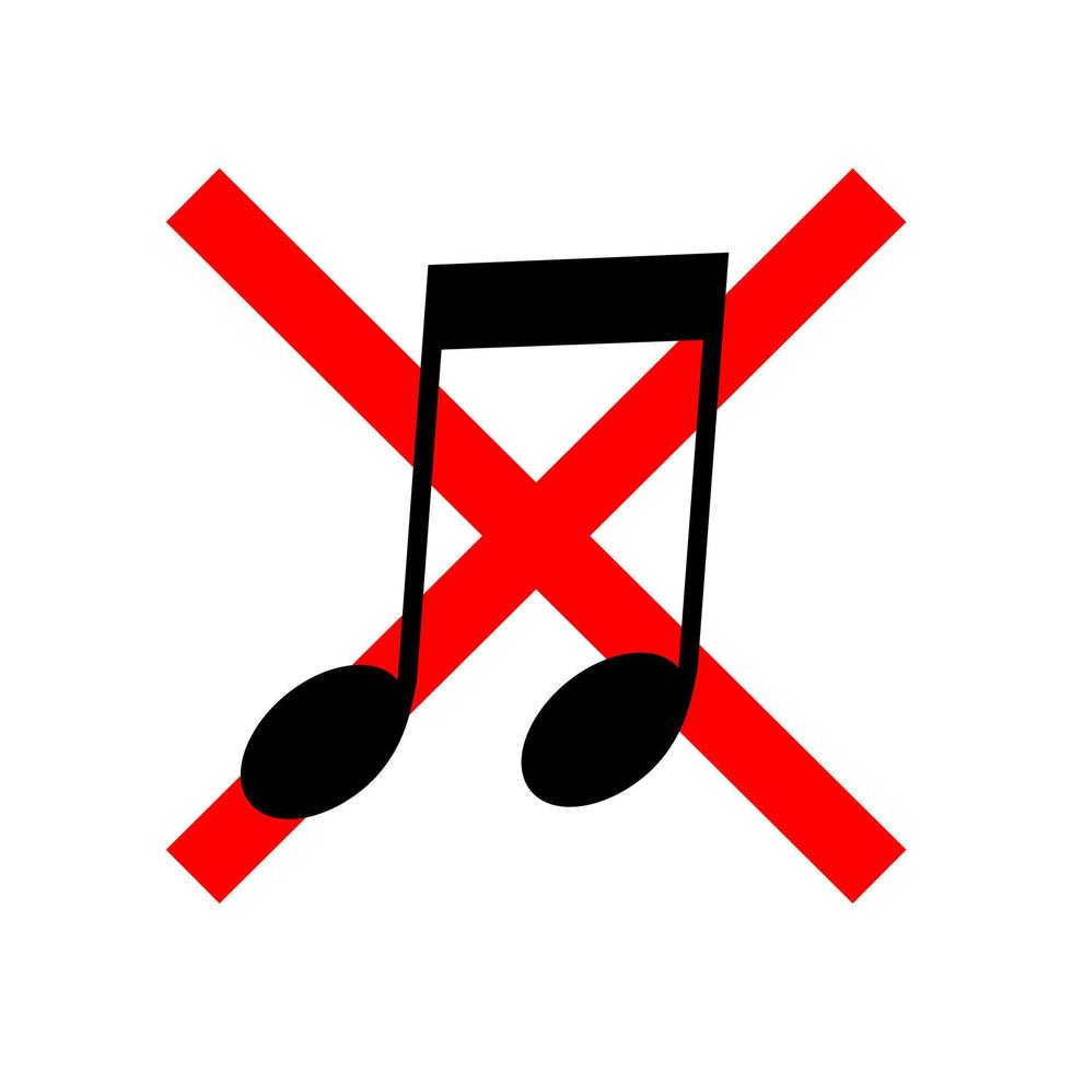 sin icono de sonido o música. ilustración aislada de silencio y advertencia. guardar silencio con el signo rojo prohibido y prohibido. vector