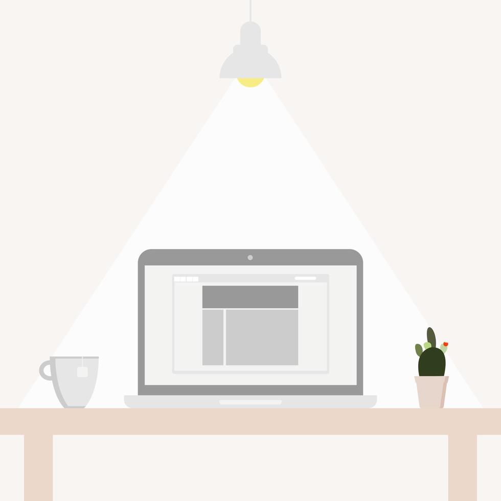 escritorio de oficina o mesa con computadora. espacio de trabajo de negocios o interior. lugar de trabajo en estilo plano. ilustración vectorial vector